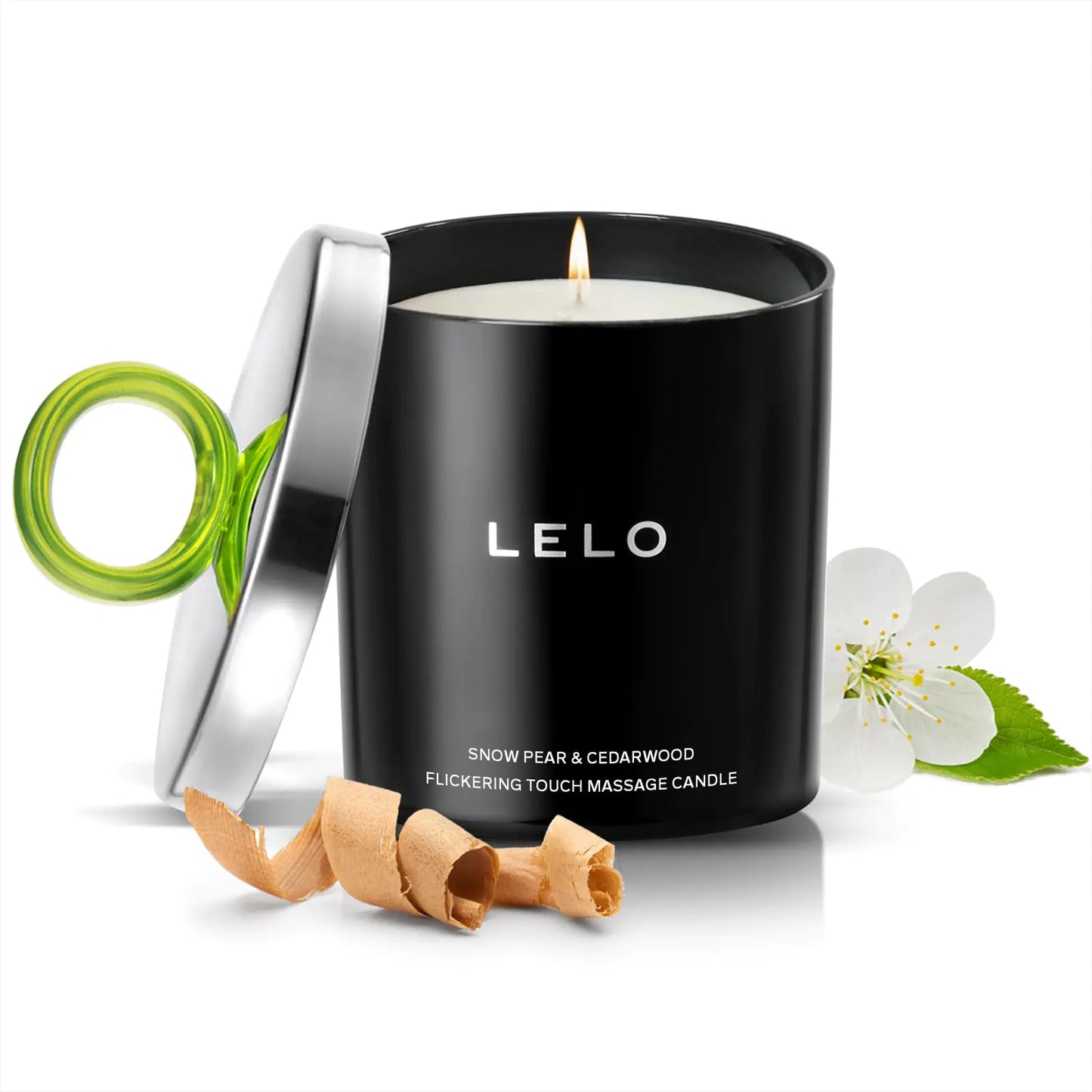 LELO Flickering Touch Massage Candle Melts into Massage Oil Scented Candle Body Massage Oil Luxury Skin Treatment Snow Pear & Cedarwood Scent