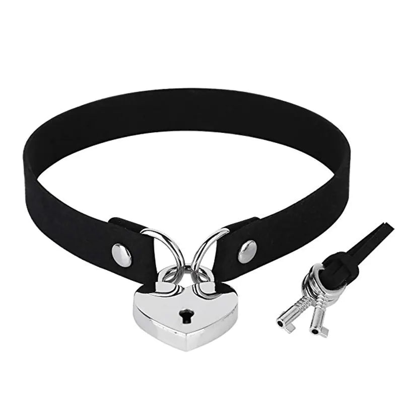 Velvet Heart Lock Choker Necklace with BDSM Style