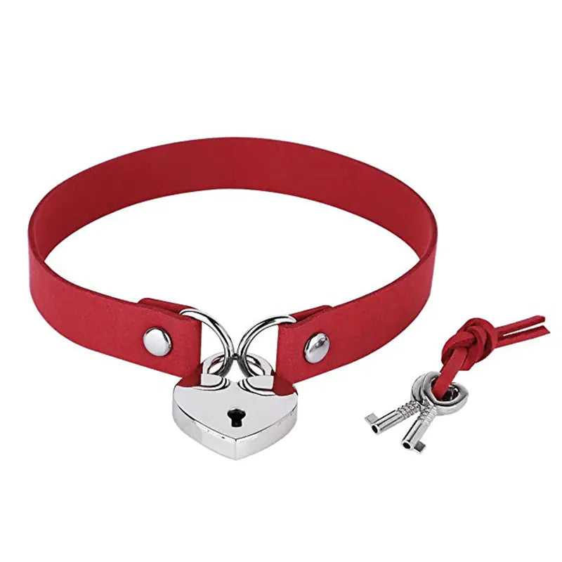 Velvet Heart Lock Choker Necklace with BDSM Style