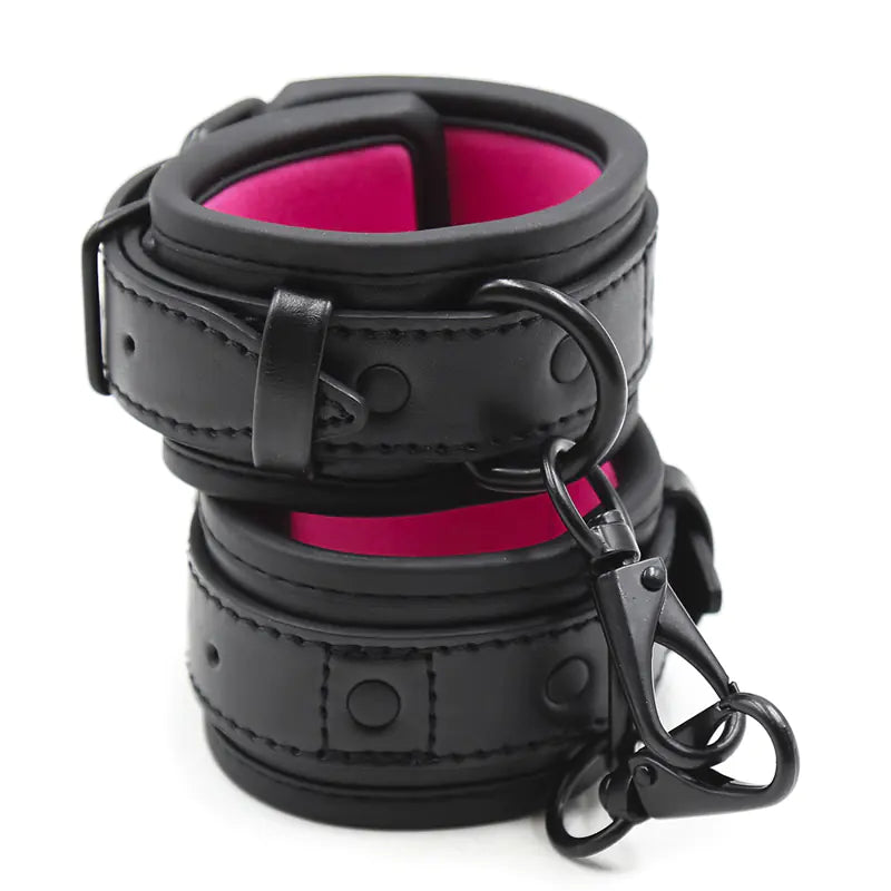Adult BDSM Metal Handcuffs and Leather Restraints