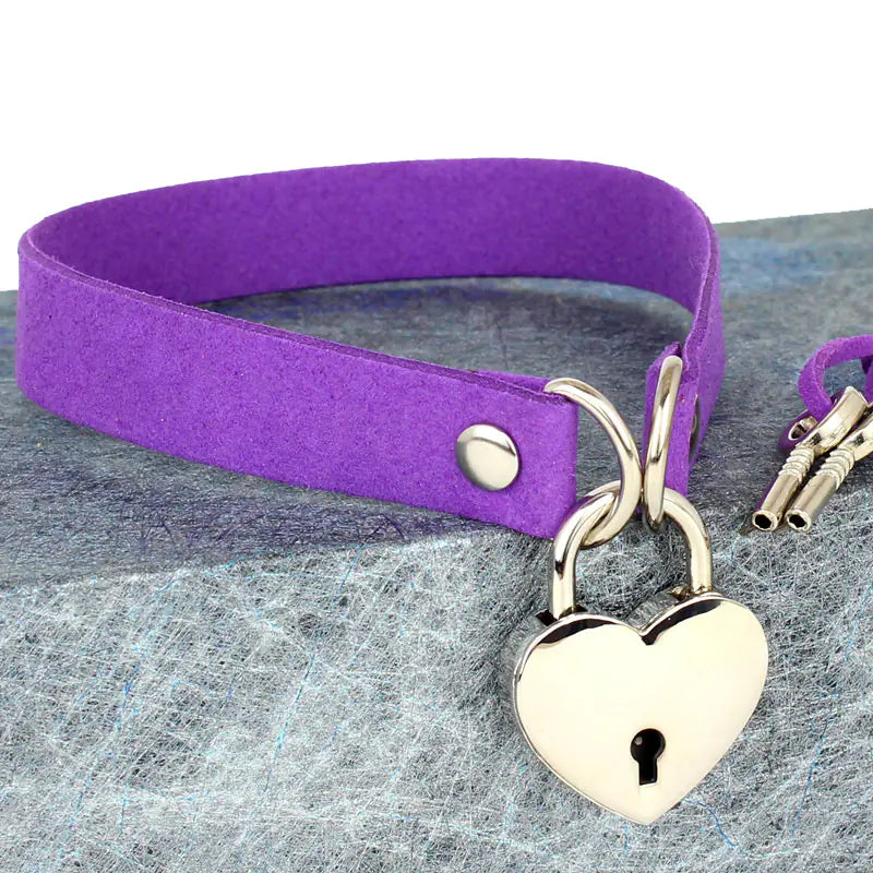Velvet Heart Lock Choker Necklace with BDSM Style