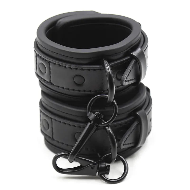 Adult BDSM Metal Handcuffs and Leather Restraints