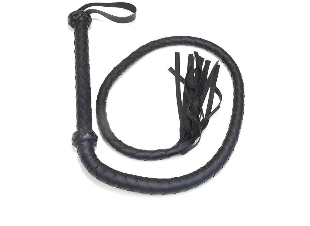 Black Snake Whip - Leather BDSM Toy and Prop