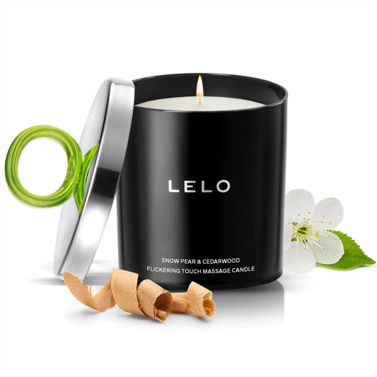 LELO Flickering Touch Massage Candle Melts into Massage Oil Scented Candle Body Massage Oil Luxury Skin Treatment Snow Pear & Cedarwood Scent
